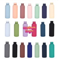 Nouvelle bouteille d'eau en acier inoxydable à double paroi isolée sous vide de 500 ml avec logo personnalisé, poignée souple, thermos portable, tasse de sport