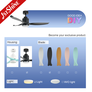 1stshine <span class=keywords><strong>LED</strong></span> quạt trần nhựa Blades thông minh điều khiển từ xa gió mềm tốc độ cao Quạt trần màu đen với ánh sáng - Product Image 4