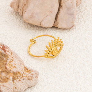 European American Retro <b>Gold</b> Plated Heart Leaf <b>Ring</b> <b>Set</b> Unisex Party Jewelry - Product Image 2