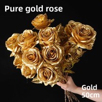 Grenzüberschreitend Beliebte Künstliche Goldene und Silberne Seidenrosen für Hochzeit, Heimdekoration und Fotografie