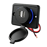 Lumière LED rectangulaire étanche à montage en surface, 5V 3.1A, double USB-A, prise de chargeur de voiture USB vers DC 12V, prise de courant 24V