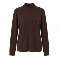 Pull en laine et nylon à col roulé pour femme, couleur unie, coupe régulière, manches longues, tricot d'automne