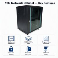 Armoire réseau 12U 19 pouces en acier laminé à froid, rack de serveur mural, boîtier pour équipement de données, fabrication OEM personnalisée