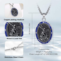 Changda Médaille Amulette en Émail Noir Saint Michel Archange, Protection Religieuse, Bijoux Catholiques, Collier Chrétien