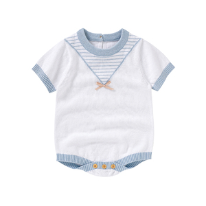 Mimixiong ผู้ผลิตเด็กวัยหัดเดินเด็กทารกถักเสื้อผ้าฤดูร้อนแขนสั้นผ้าฝ้ายนุ่มRomper Onesieเสื้อถัก - Product Image 1