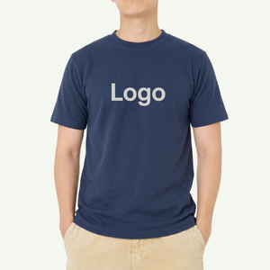 <b>Men's</b> Navy Blue Short Sleeve Cotton T-Shirt Regular Fit O-Neck Casual Solid Color - Product Image 6