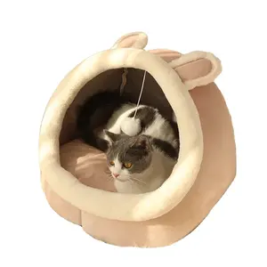 Pet Cats Dogs Soft Kennel Plüsch Warme Tiefschlaf-Feuchtigkeit aufnahme und atmungsaktive Katze und Hund Dicke Jurte Semi-Enclosed Kennel