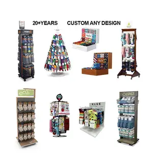 Pos Display Socks Display Exhibition Vendor Rack Rotating Metal Cardboard Socks Display Stand For Socks