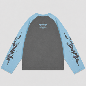 เสื้อยืดคอตตอน 300GSM แขนยาวทรงแร็กแลนแบบคัสตอม พิมพ์ลายกราฟิกชนเผ่า สไตล์สตรีทแวร์ ทรงบ็อกซี่ฟิต โอเวอร์ไซส์ สำหรับผู้ชาย - Product Image 2