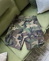 Shorts cargo en denim camouflage utilitaire à motif personnalisé, en sergé de coton, coupe courte, avec logo streetwear imprimé, haute qualité