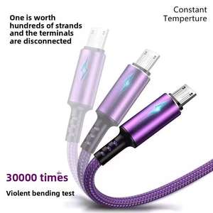 Nuevo 100W carga rápida de Flash Luz de respiración 5A teléfono móvil luminoso USB carga rápida Android Nylon trenzado V8 <span class=keywords><strong>Cable</strong></span> de carga - Product Image 3