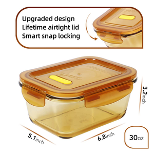 Recipiente de Vidrio Borosilicato de Lujo para Microondas, con Tapa Hermética Libre de BPA, Apilable y Apto para Lavavajillas - Product Image 2