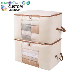 Saisonale Aufbewahrungstaschen aus Segeltuch für Bettdecken, faltbar, mit Reißverschluss, Organizer mit Sichtfenster, große Kapazität, OEM ODM für Großhandel - Product Image 1