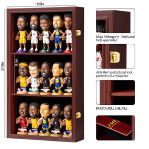 Vitrine <span class=keywords><strong>murale</strong></span> verrouillable en bois d'acajou pour figurines articulées avec protection UV - Product Image 2