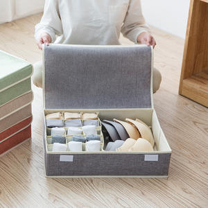 Ensemble de boîtes de rangement pour sous-vêtements <span class=keywords><strong>YOUNA</strong></span>, tissu non tissé, pliable, fait à la main, 46x31x12cm, boîte de rangement à quatre tiroirs pour la chambre à coucher, grille - Product Image 2