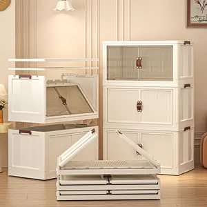 2024 High Quality Classic Square Plastic Storage Cart Injection-Molded Folding Cabinet For Clothing