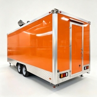 Remorque alimentaire carrée en acier inoxydable de couleur orange, fournie par l'usine, unité de restauration mobile commerciale, cuisine complète, restauration rapide, crème glacée