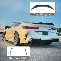 Pour BMW M8 F91 F92 F93 : Aileron arrière, calandre avant, diffuseur arrière, jupes latérales, rétroviseur en fibre de carbone véritable