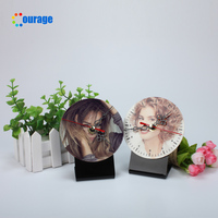 Horloge personnalisée de forme ronde avec sublimation d'image, cadre en bois MDF, MDF-ZB13