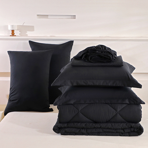 Twin Full Queen King trapuntatore materasso Topper lenzuolo <span class=keywords><strong>e</strong></span> <span class=keywords><strong>federe</strong></span> nero Set in un cartone - Product Image 1
