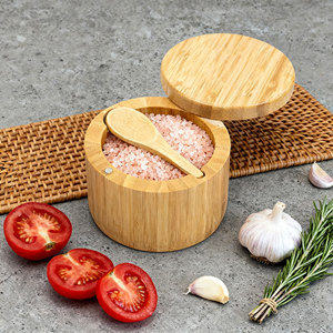 Gl Tre Tự Nhiên Bằng Gỗ Biểu Tượng Tùy Chỉnh Vòng Gia Vị Lưu Trữ Container Gia Vị Jar Hữu Cơ Tre Muối Hộp Với Nam Châm Xoay Nắp - Product Image 1