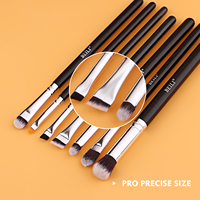 Ensemble de pinceaux de maquillage pour le visage en poils de chèvre de luxe professionnels, 15 pièces, pour anticernes, fards à paupières, sourcils, sac à pinceaux cosmétiques noir