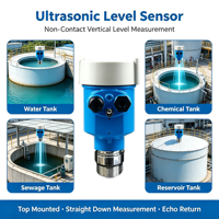 Pengukur Level Ultrasonik Bersertifikat CE SHUOHAO untuk Tangki Air 4-20mA RS485 Sensor Level Cairan Pengukur Level Ultrasonik OEM ODM