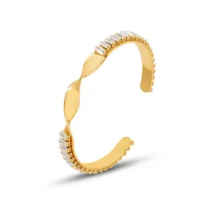 Micci pulseira de aço inoxidável, joias personalizadas de aço inoxidável, pedra de cristal de diamante, zircônia cúbica, corrente de tênis, pulseira de punho