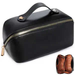 Borsa per il trucco da donna con Logo personalizzato personalizzato in pelle sintetica impermeabile da viaggio di lusso da donna borse cosmetiche