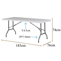 Table pliante rectangulaire blanche robuste de 180 cm pour événements en plein air, pique-niques et fêtes