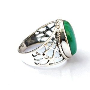 Bague en malachite, argent sterling 925, bague en pierre précieuse, collection artisanale en malachite, bagues fines, bijoux en argent, prix de gros - Product Image 6