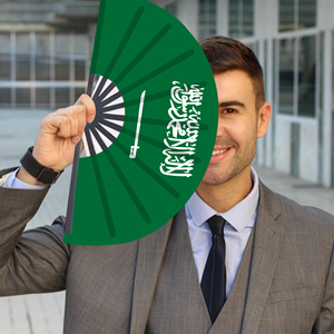 Abanicos Plegables de Bambú con la Bandera de Arabia Saudita al por Mayor, Abanico de Mano para Carnaval, Boda, Festival, Fiesta, Agencia de Viajes - Product Image 3