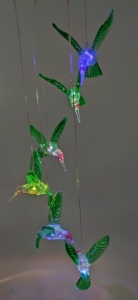 Impermeable Multicolor Lámpara colgante de viento con energía solar forma de colibrí LED para jardín al aire libre - Product Image 5