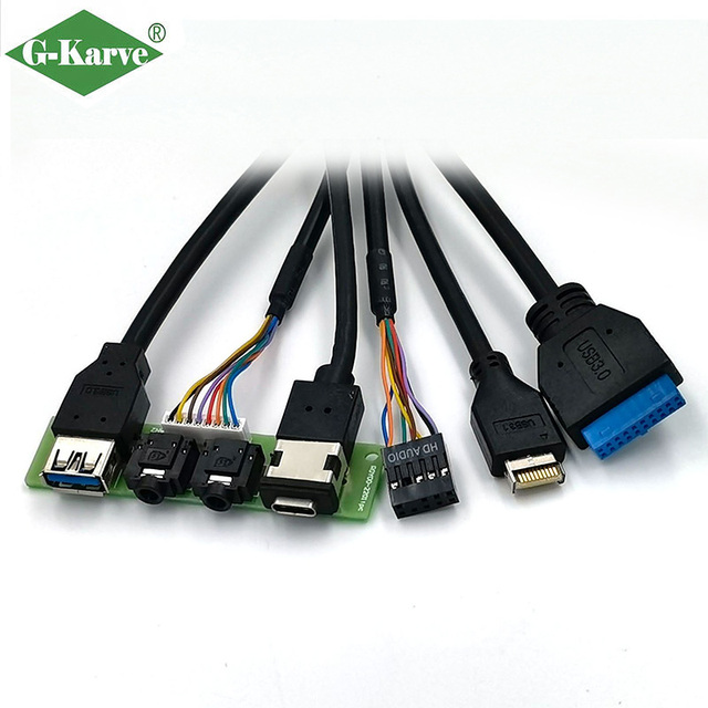 Custom Front Panel USB 3.0 Audio Cable | 19-Pin Dual USB 3.0 + HD Audio Extension Wire | PVC Insulated Pure for Desktop PC Case