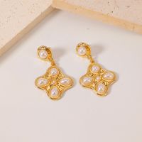 Anting Baja Tahan Karat Berlapis Emas Liontin Bunga Elegan Perhiasan Fashion Untuk Wanita Grosir Dari Cina Harga Rendah ALN0509-01