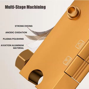 Juego de <span class=keywords><strong>Ducha</strong></span> Individual Rectangular FSH OEM 2026 en Oro Cepillado, con Rociador Manual para Aumentar el Flujo de Agua, Montaje en Pared, para Uso en Hoteles y Apartamentos - Product Image 4