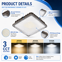 Plafonnier LED étanche IP65 50W-120W 130lm/W 100-277V avec boîtier en aluminium moulé sous pression pour station-service et parking
