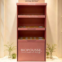 Support d'affichage à 3 niveaux en carton/papier imprimé en quadrichromie, personnalisé et écologique, pour cosmétiques et soins capillaires