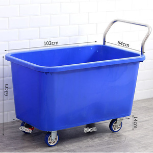 Carro de agua de plástico de 102x63x64cm con cuatro ruedas, carrito industrial para transporte de alimento para equipos de granja porcina - Product Image 1