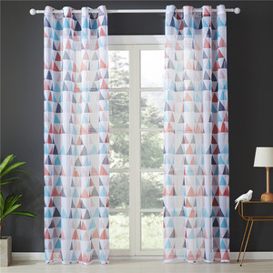 Hot Selling Modern Simplicity Geometric Fabric <strong>Voile</strong> Printed 54X96 <strong>Window</strong> Decoration Sheer Curtains - Product Image 1