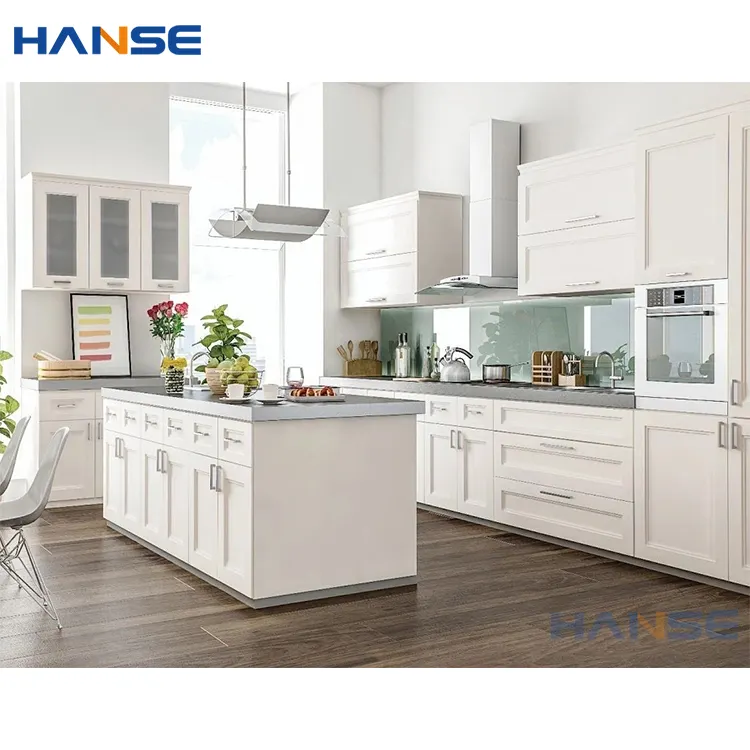 Luxury style home wall mounted solid wood cabinet set designs customised american classic modular kitchen cabinets