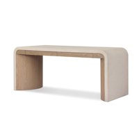 Bureau de direction moderne en bois de chêne clair et tissu texturé, idéal pour les projets de bureaux à domicile et de villas de luxe