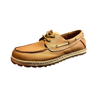 Espadrilles sportives pour hommes en cuir véritable marron, à lacets, respirantes, légères, avec semelle intermédiaire en EVA, chaussures décontractées pour la marche, printemps automne