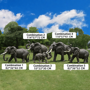 Ensemble de statues d'éléphants en fibre de verre personnalisées OEM, sculpture d'animaux réaliste grandeur nature pour jardin extérieur, zoo, parc à thème, fabricant - Product Image 2