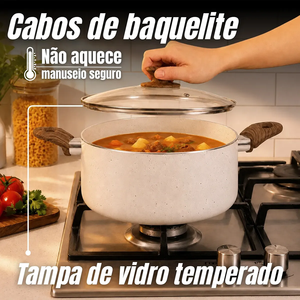 Ensemble de 12 ustensiles de cuisine en céramique antiadhésifs avec poignées en bois et couvercles en verre pour cuisinières à gaz et à induction, design moderne - Product Image 5