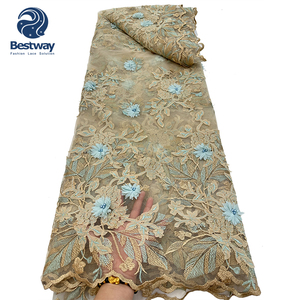 Bestway 3d fiori ricamati con perline <span class=keywords><strong>Tulle</strong></span> netto tessuto di pizzo - Product Image 4