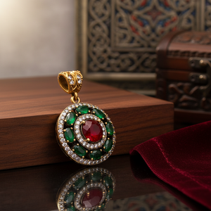 Authentic <b>Emerald</b> Stone Design <b>Pendant</b> Wholesale 925 Silver Sterling Turkish Fashion Jewelry - Product Image 3