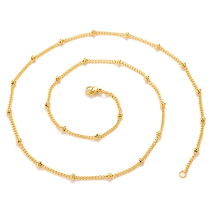Collier chaîne gourmette italienne en acier inoxydable 316L, <span class=keywords><strong>plaqué</strong></span> <span class=keywords><strong>or</strong></span> 18 carats PVD, étanche, inaltérable, pour femmes et hommes, classique, à superposer, vente en gros - Product Image 1