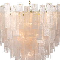 Lustre en verre doré Jingshi Lighting, panneaux givrés décalés sur un cadre annulaire, lumière de plafond pour la maison à l'éclat chaleureux