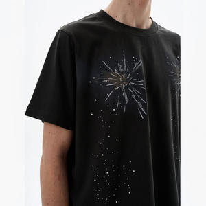 Ropa Urbana de Alta Calidad, 100% Algodón Tejido, 300 Gsm, Transpirable, Corte Holgado, Manga Corta, Diseño de Fuegos Artificiales Personalizado - Product Image 2